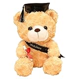 Teddybär zum Schulabschluss – Plüschbär mit schwarzer Kappe | Teddybär mit schwarzer Kappe | Teddybär mit schwarzer Abschlusskappe und Zubehör