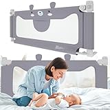 Kidsbuddy 180cm Rausfallschutz Bett,Bettschutzgitter，Bettgitter Rausfallschutz mit vertikaler Hebe,Einziehbare Kinderbettgitter Babybettgitter mit Verstärktem Ankersicherheitssystem (1 Seite)-Cartoon