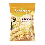 Seeberger Ingwerstücke kandiert: Scharfherbe Würfel der goldgelben Ingwerwurzel süß kandiert - zum Snacken, Dekorieren oder als Backzutat - vegan (1 x 200 g)
