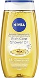 NIVEA Reichhaltig Pflegendes Duschöl (200 ml), sanftes Duschgel mit natürlichen Ölen und Vitaminen, reichhaltige Pflegedusche für ein geschmeidiges Hautgefühl