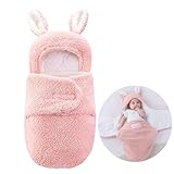 Funmo Pink Baby Schlafsack, Babyschlafsack Neugeborene,Ultra-Soft Plüsch Essentiell für Säuglinge 0-6 Monate Neugeborene Registrierung, Perfektes Baby Girl Duschgeschenk (Rosa)