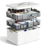 Niest 3-stöckige Medikamenten Aufbewahrung,Große Kapazität Medikamenten Organizer, Kunststoff Hausapotheke Box leer Mehrzweck-Medikamentenbox Groß mit Abnehmbaren Tablett