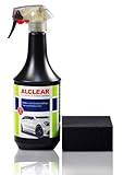 ALCLEAR 721RK Auto Reifenglanz Reifen-und Kunststoffpflege, Gummipflege, seidenmatt, 1.000 ml, mit Auftragsschwamm, schwarz