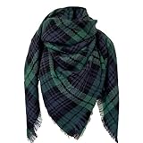 DELEY Retro Weiches Plaid Tartan Herbst Winter Schals Oversized Lange Stola Wrap Deckenschal Grün