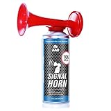AAB Signal Horn – Laut Fanfare 106 dB(A), Fussball Fanartikel Mit Nicht Brennbarem Gas, Bis Zu 120 Kurze Pieptöne, Drucklufthorn, Gaströte, Pressluft Signalhorn, Drucklufthupe, Stadion Tröte