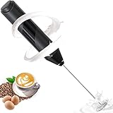 milchaufschäumer elektrisch stab,batteriebetriebene milchschäumer mit mini mixer,milchaufschäumer stab,milchshake schneebesen für lattes,kaffee,cappuccino,heiße schokolade (Schwarz Aa)