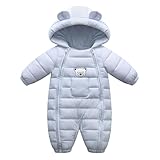 Baby Schneeanzüge Winter Overall Strampler Mit Kapuze Outfits Bär Jungen Mädchen Spielanzug Hellblau 6-12 Monate