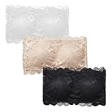 EHDWXVZM 3 Stück Trägerloser Bandeau-BH, Bandeau-Oberteile Für Damen, Rückenfreier BH, Trägerloser BH Für Damen in Weiß, Schwarz und Hautfarbe, Einheitsgröße