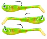 FISHN® GRUMPYbaby Gummifisch Set - Gewicht: 13g, Länge: 11cm - Extreme Schwimmaktion, Angelköder zum Hechtangeln, Softbait, Swimbait, hohe Fangkraft, Hecht (3 Stück) (GRUMPYbaby Green)