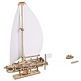 Ugears Ocean Beauty Yacht 3D Puzzle Erwachsene - Segelboot Modellbausatz Erwachsene 3D Holzpuzzle Sciff - Statische Segelyacht Bauset mit weißen Segeln und Ständer Geburtstagsgeschenk - 95 Teile