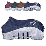RL24 - Regen- & Fliegendecke 600D IRHSuper-Dry von Imperial Riding – Pferdedecke mit Mesh, Bauchklappe & Schweifklappe – atmungsaktive Regendecke für Pferde in Navy – Größe 165cm