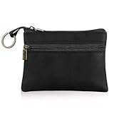 LIQWEI 1 Stück Kleingeldbörse Für Herren, Münzgeldbörse aus echtem Leder Klein Münzbeutel Schlüsseletui Braun Geldbörse Münzbeutel mit Schlüsselanhänger