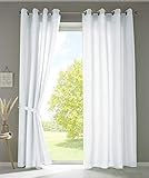 Gardinenbox 2er Set Vorhänge Schal Ösen »Berlin« HxB 245x140 cm Weiß Blickdicht Microsatin Lichtdurchlässig Uni Matt, 20405N2