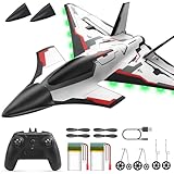 DEERC Future RC Flugzeug mit 4 Kanälen, LED-Lichtern, leicht zu fliegen, akrobatisches Flugzeug, 2,4 GHz 6-Achsen-Gyro-Stabilisator, RTF Segelflugzeug für Erwachsene, Kinder, Anfänger und Jungen.