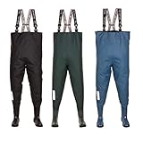 3Kamido Wathose für Jugendliche, strapazierfähige Hosenträger, Trage- und Aufbewahrungstasche, Solider Sohle, Schwarz und Grün und Denim Blau, Junior Angeln Stiefel, Matschhose (39, Grün)