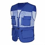 Herren-Cargo-Weste für draußen, Arbeit, Angeln, Reisen, Foto, Cargo-Weste, Jacke, mehrere Taschen, robuste Winterjacke für Herren, blau, XL