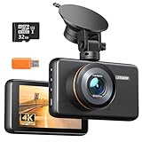 iZEEKER 4K Dashcam Front, 2160P Autokamera mit 32GB Karte, Nachtsicht-Dashcam mit Loop-Aufnahme, G-Sensor Auto Lock, 24h Parkmodus, WDR 400