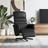 Makastle Moderner Relaxsessel, Polstersessel mit Verstellbarer Rückenlehne und Fußteil, 360° Drehbarer Sitz Sessel Lesesessel für Wohnzimmer Schlafzimmer, Schwarz Kunstleder