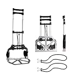 SCHULZ TECH Sackkarre klappbar aus Aluminium - Transportwagen für Pakete, Getränkekisten, Einkauf und Umzug - Leichtgängige Räder mit Soft-Laufflächen - höhenverstellbar - inkl. 2 Expanderseilen