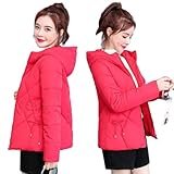 ZXCW Damen Winterjacke Parkas Kurz 2021 Neue Mode Frauen Wintermantel Daunenjacke Outwear Mit Kapuze Grundjacke Frauen-Red,XXXL