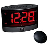 Oikabio Extra Lauter Uhr mit Kabellosem Bett SchüTtler,Vibrierender Doppel Uhr für Schwere SchläFer, GehöRlose und HöRgeschäDigte