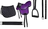 HKM 9346 Shettysattel-Set Beginner, Shetty Sattel inkl Schabracke Steigbügel Violett