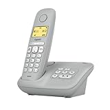 Gigaset A280A, Schnurloses Telefon analog mit Anrufbeantworter, brillante Audioqualität auch beim Freisprechen, intuitive, symbolbasierte Menüführung, Kurzwahltasten, Grafik-Display, grau