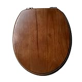 WC-Sitz aus Holz mit Absenkautomatik, massive Eiche mit verstellbarem Scharnier, rutschfestes und antibakterielles Design, passt immer, perfekt für Familienbadezimmer (natürliche Farbe)
