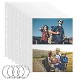 40 Stück Fotohüllen DIN A4, Fotosichthüllen Transparente, A4 Postkartenhüllen 2 Fach Geteilt, Klarsichtfolien mit Metal Ringbuch, von Postkarten Fotos, Nachfüllseiten(210x150mm)