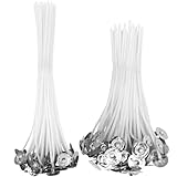 XINOUKJ 100 Kerzendochte in 2 Größen (10cm & 15cm) - Aus Natürlicher Bio-Baumwolle, Vorgewachsen Mit Sojawachs - Für Rauchfreie Kerzen Zum Selbermachen, DIY, Duftkerzen & Aromatherapie