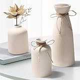 Rzspher 3er Vase Beige, Moderne Vasen-Set, Keramik Vasen, Vaso decorativo da interno, Dekorative für Pampas Grass&getrocknete Blumen, Idee Regal, Tisch, Bücherregal, Mantel