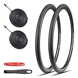 GRELiving 2er Set 700x28c/700x32c/700x35c Fahrradreifen 28Zoll Rennrad Reifen mit FV 48MM Schläuchen & Reifenheber (2 Reifen+2 Schlauch + 2 Reifenheber, 700X35C)