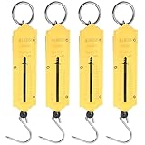 TOPPERFUN 4 Stück Tragbare Mechanische Federwaage Handliche Hängewaage mit Haken Genaue Obst Handwaage Kompakt für Unterwegs Skala Batteriefrei Gelb