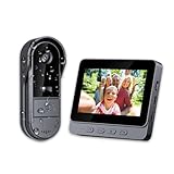 TKMARS Drahtlos Türklingel mit Kamera, 1080P wasserdichte IP67-Video-Türklingel mit 4,3 Zoll Bildschirm, Betrachtungswinkel 170°, Nachtsicht, Video Funk für Zuhause, ohne WLAN/ABO/APP