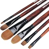 Art PinselSet, Malen Katzenzungenpinsel Set ideal für Acryl, Öl, Gouache, kreative Körperfarbe und Malerei Aquarellfarben, 6 Stück, Langer Holzgriff, Filbert Brushes(Nylon Hair) (6)