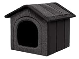 Hundehütte Hundehöhle Hundebett Hundehaus Katzenhöhle mittle L - 52x46 cm Graphit mit Schwarz