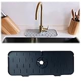 Silikon-Spülbecken-Wasserhahn-Matte, Spritzschutz, Spülbecken-Abtropffläche hinter dem Wasserhahn, Badezimmer-Wasserhahn-Wasserfänger-Matte, Tropfschutz, Gummi-Abtropfmatte (1 Stück, schwarz)