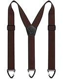 Fevaeno Herren-Hosenträger mit dreieckiger Anti-Rutsch-Schnalle, längenverstellbar, elastische Hosenträger für Damen und Herren, Y-Braun, One size