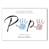 Handabdruck Kinder Baby Geschenk für Papa Vorlage | personalisiert mit Namen | Vatertag (2 Handabdrücke)