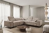 Ecksofa Bruno III mit Schlaffunktion & Bettkasten - Moderne Wohnlandschaft mit 6 verstellbaren Kopfstützen - USB - Eckcouch - Couch - Polstersofa - L Form - 276x276cm - 26 (Spring 1110, Links)