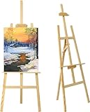 Atelierstaffelei aus Holz – Verstellbare Standstaffelei (150 cm) für Leinwand, Keilrahmen & Malerei | Stabile Feldstaffelei für Künstler, Erwachsene & Kinder(Hellbraun)