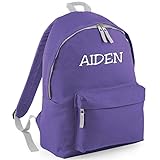 Personalisierbarer Rucksack für die Schule, Arbeit, Uni oder Freizeit, purpur / grau, One size