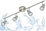 Trango 4-flammig IP44 LED Badleuchte, Bad Deckenleuchte TG1009-42 in Nickel matt Flurlampe, WC Lampe, Wohnzimmerlampe, Deckenlampe, Deckenstrahler Spots incl. 4x 5 W LED Leuchtmittel