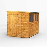 Powersheds Hochwertige Grad Pultdach Gartenhaus mit Sicherheitsfunktionen, Tür & Fenster anpassbar, aus extra dickem Gradsholz & gehärtetem Glas