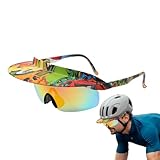 Générique Fahrrad-Sonnenbrille | Visier für Erwachsene, vielseitige Spiegelgläser für Radfahren, Wandern, Rucksackreisen, Angeln, Camping, Golf, Fahren und mehr