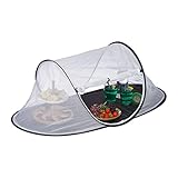 Relaxdays Fliegenhaube Lebensmittel, gegen Fruchtfliegen, groß, Obst & Kuchen, Insektenhaube, 40x107x58 cm, weiß-schwarz