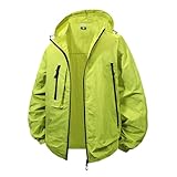 Generico Herren Kapuzenhemd Sommer Atmungsaktiv Leicht Reißverschluss Angeln Jacken Wasserdicht Faltbare Jacke Winddichte Jacke Arbeitsmantel UPF 50+ Sonnenschutz Radfahren Laufen Camping, grün, M