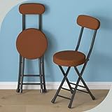 GDBTDL Zusammenklappbarer Hocker Klappstuhl mit Rückenlehne, Tragbar, faltbar Küchenstuhl, Rundes PU-Sitzkissen，Home Klappbarer Barhocker for Kücheninsel Esszimmer Wohnzimmer