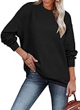 BLENCOT Sweatshirt Damen Ohne Kapuze Rundhals T Shirt Damen Oversized Langarmshirt Damen Top Herbst Winter Oberteile Damen