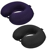 ValueBargain 2 Stück Nackenhörnchen Bezug, Nackenkissen Bezug 30x25 cm U-Form Waschbarer Polyester mit Reißverschluss für Flugzeug, Auto & Büro (Dunkelgrau und Dunkelblau)